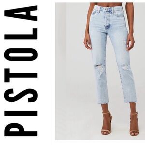 Pistola Charlie High Rise Classic Straight Leg Jeans Sz 24 hysteria distressed